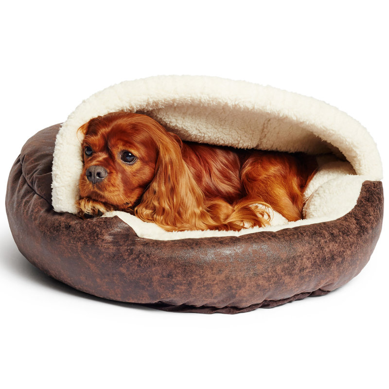 Tucker Murphy Pet Iowa Vegan Leather Deep Dish Cave Pet Hooded Dog Bed Reviews Wayfair